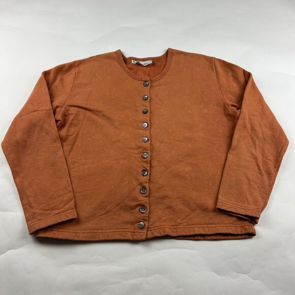 Vintage Cotton Basics Terracotta Button Front Sweatshirt M Made in the USA - Picture 1 of 4